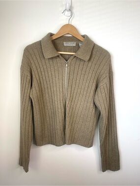 Vintage Carolyn Taylor For By Design ribbed full-zip cardigan sweater size med